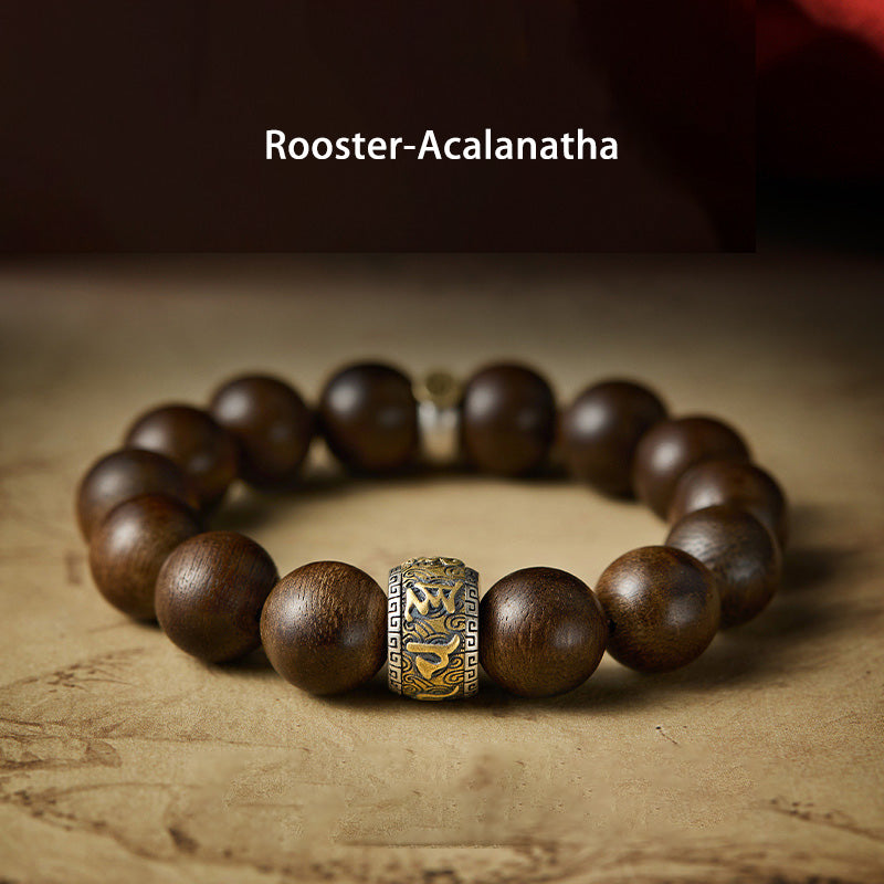 KarmaRipple's Chinese Zodiac Natal Buddha Kalimantan Agarwood Om Mani Padme Hum 925 Sterling Silver Bracelet p26